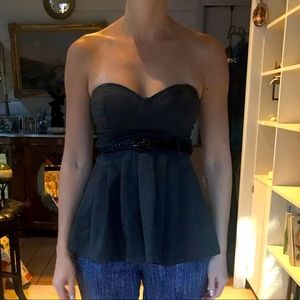 Forever 21 Y2K Grey Strapless Corset Top